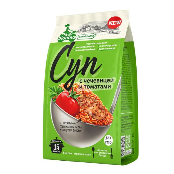 Суп Bionova С чечевицей и томатами смесь д/приготовления 250г
