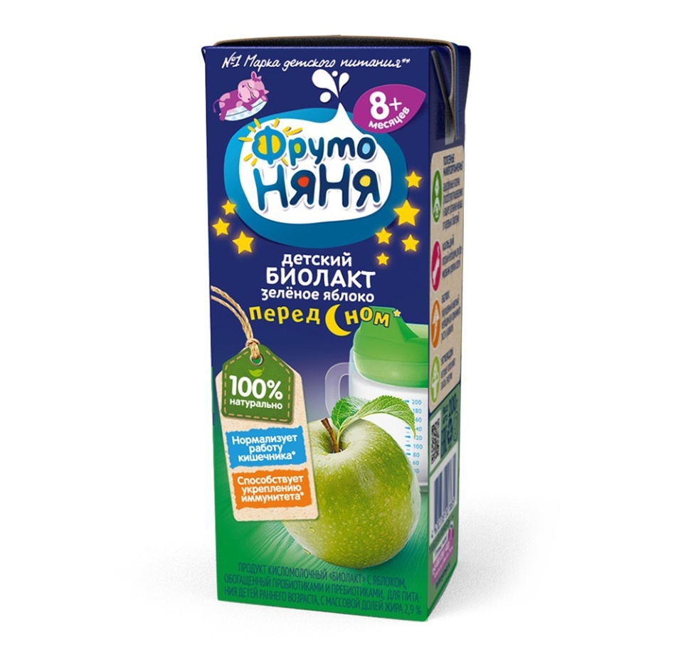 

Продукт кисломолочный ФрутоНяня «Биолакт» 2.9% с яблоком, пробиотиками и пребиотиками для питания детей раннего возраста, 200 мл