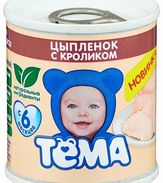 Пюре мясное Тёма Цыплёнок с кроликом с 6 месяцев