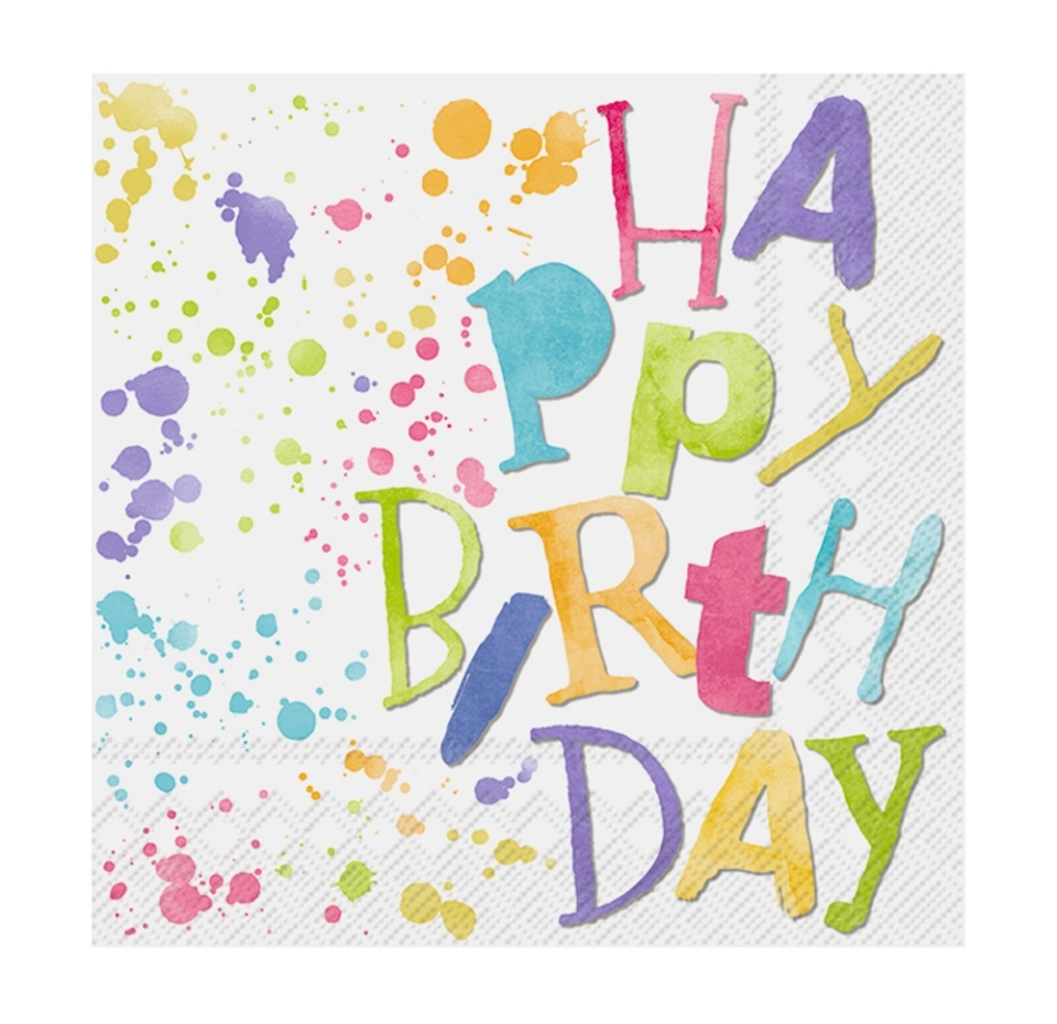 

Салфетки бумажные IHR Birthday Splashes 33х33 см 20 шт.