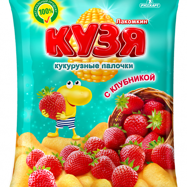 Палочки кукурузные Русскарт Кузя Лакомкин со вкусом клубники