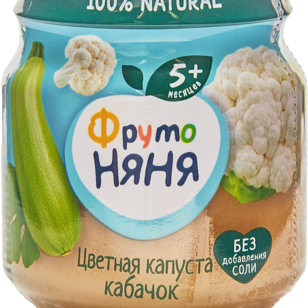 Пюре ФрутоНяня натуральное из цветной капусты и кабачков с 5 мес., 110 г