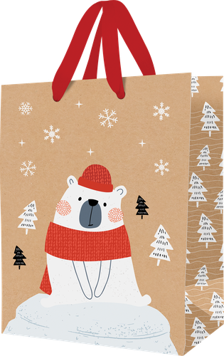 

Пакет подарочный Meshu Crazy Bear, новогодний, 26х32х12 см