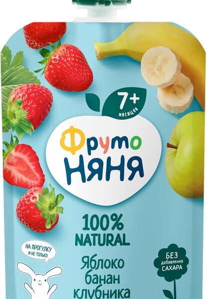 Десерт ФрутоНяня яблоко-банан-клубника с 7 месяцев, 90г