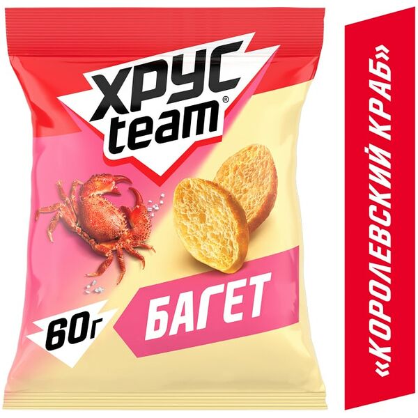 Сухарики Хрусteam Багет Королевский краб 60г