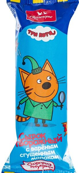 Сырок глазированный Свитлогорье Три кота с вареным сгущенным молоком 16% 40г
