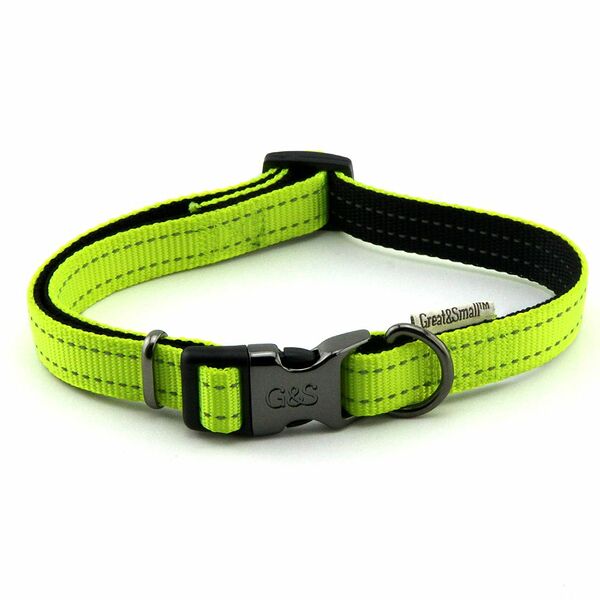 Ошейник для собак GREAT&SMALL со светоотражающей отстрочкой 20х350-550мм сигнальный