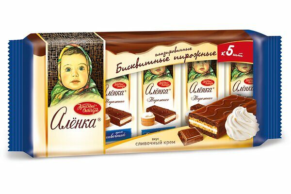 Пирожные бисквитные глазированные Алёнка вкус: сливочный крем