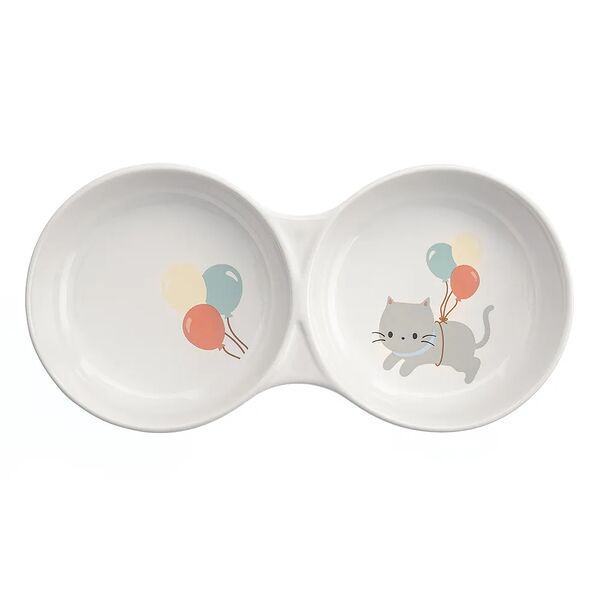 Миска для котят двойная белая керамика