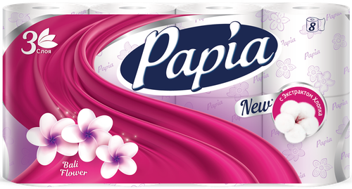 

Бумага туалетная Papia Bali Flower 3 слоя 8 рулонов