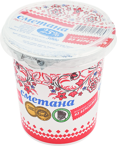 Сметана ИЗ БЕРЕЗОВКИ 25% ГОСТ, без змж, 300г