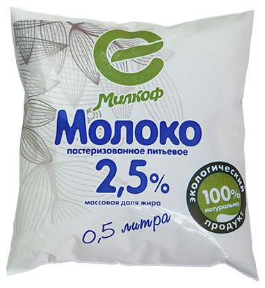 

Молоко пастеризованное Милкоф 2.5%, без змж 500 мл
