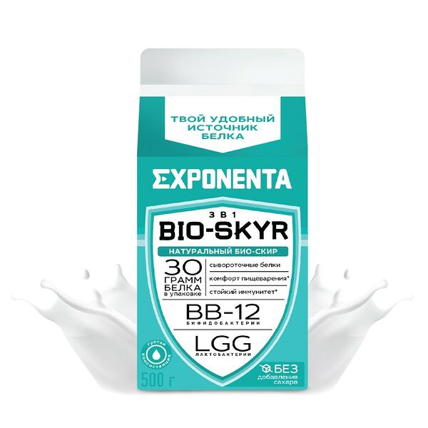 Напиток к/м EXPONENTA BIO-SKYR 3в1 с выс содерж белка обогащ бифидобакт BB-12 лактобакт LGG 500г