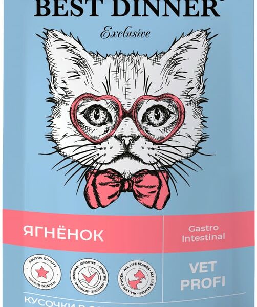 Влажный корм для кошек Best Dinner Vet Profi Gastro Intestinal кусочки в соусе с ягненком 85г