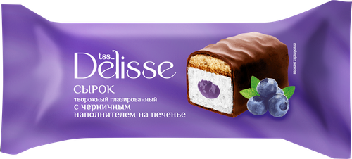 

Сырок творожный глазированный Delisse с черничным наполнителем на печенье 23% 40 г