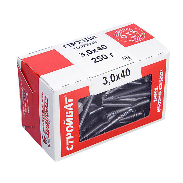Гвозди толевые СТРОЙБАТ, 3х40 мм, 0.25 кг
