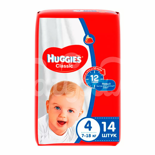 Подгузники Huggies Классик Р4 7-18кг 14шт