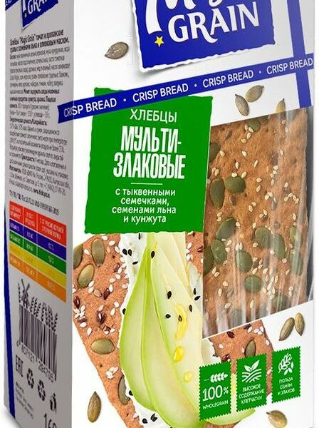 Хлебцы Magic Grain мультизлаковые тыквенные семечки-семена льна-кунжут, 160г