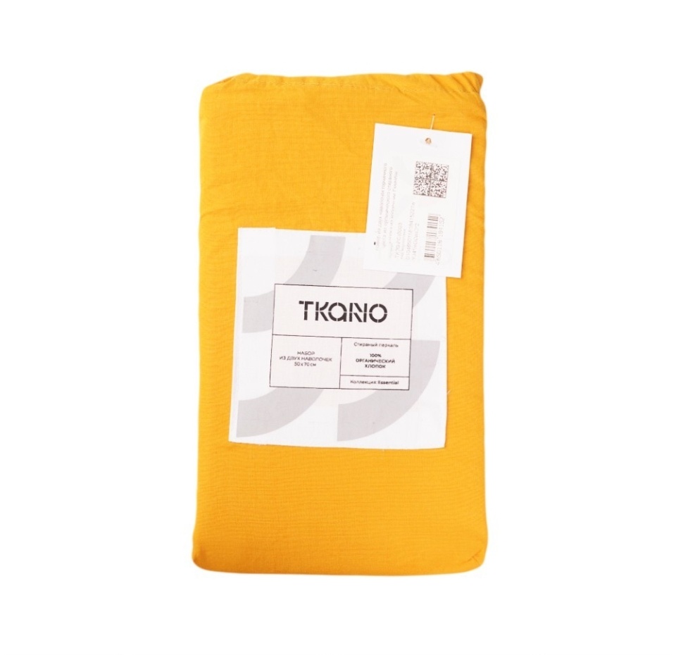 

Набор из двух наволочек 50х70 Tkano Essential горчичного цвета из органического стираного хлопка Покров 1 шт Индия