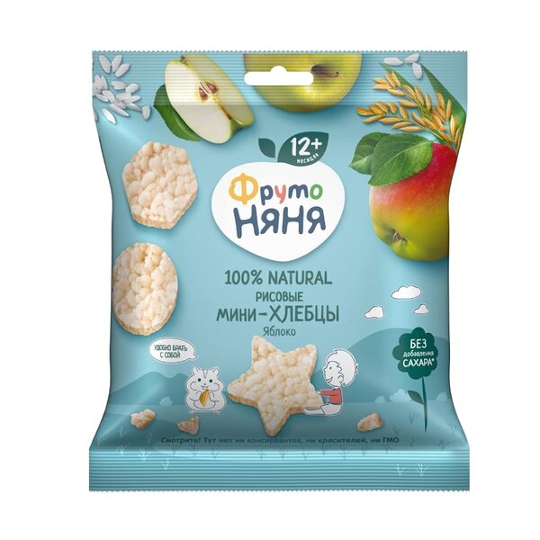 Мини-хлебцы Фрутоняня рисовые яблоко с 12 месяцев 30 г