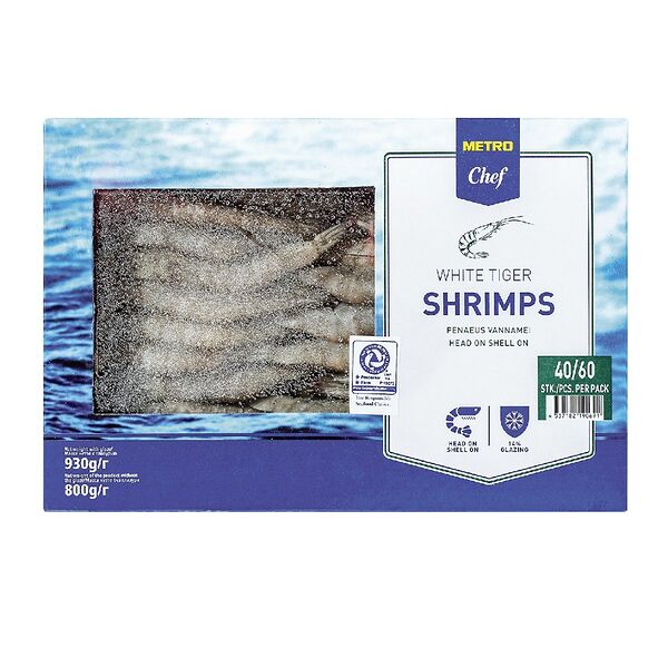 Креветки свежемороженые Metro Chef 40/60 с головой