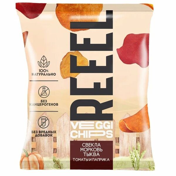 Чипсы овощные Reeel свекла, томат, морковь, тыква