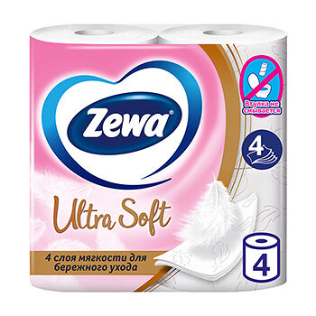 Туалетная бумага Zewa Ultra Soft, 4 слоя, 4 рулона