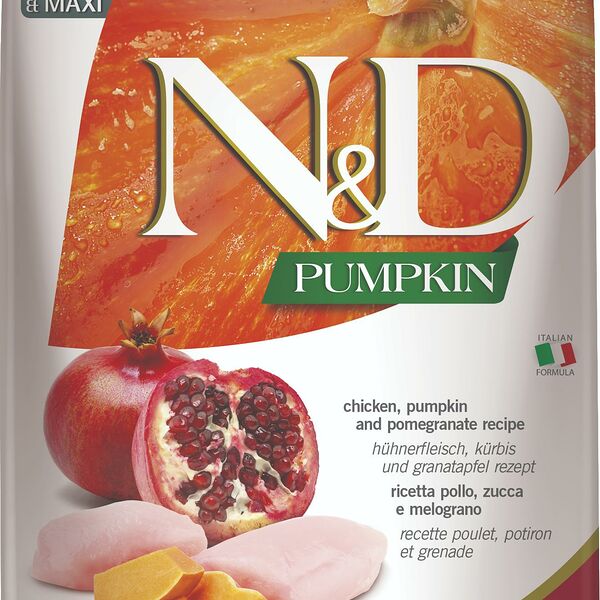 Корм сухой Farmina N&D Dog GF Pumpkin Adult Medium&Maxi для взрослых собак средних и крупных пород, Цыпленок и гранат