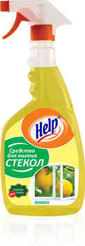 Средство для чистки и мытья стекол Help лимон с распылителем вес 750 мл