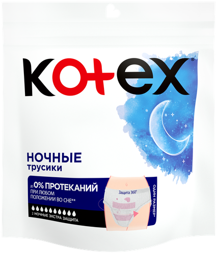 

Ночные трусики Kotex Экстра Защита 2 шт.