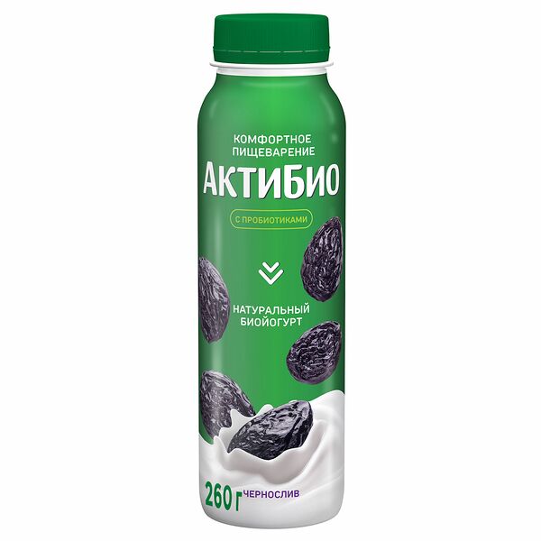Биойогурт питьевой АКТИБИО Чернослив 1,5%, без змж, 260г