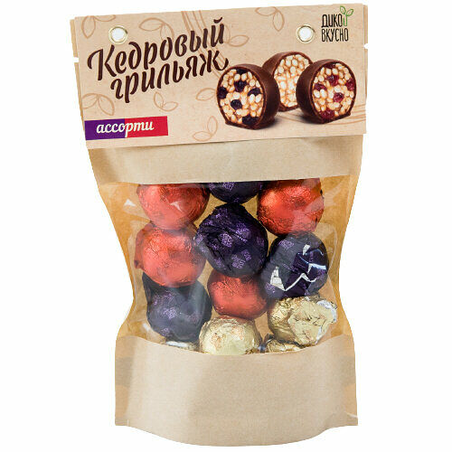 Грильяж кедровый Дико Вкусно ассорти (классический, клюква, черемуха)