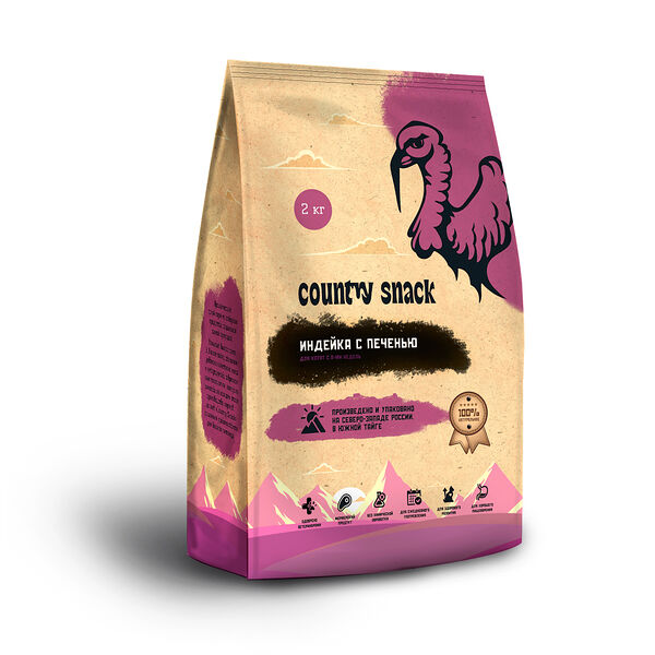 Country snack корм сухой для котят Индейка с печенью