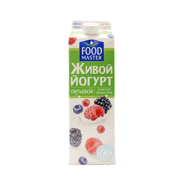 Йогурт FoodMaster питьевой Живой лесные ягоды 2% 900 мл