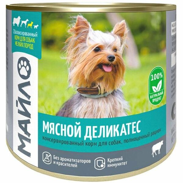 Корм влажный для собак Майло Мясной деликатес