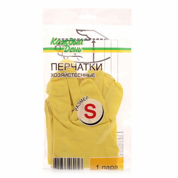 Перчатки хозяйственные Каждый день размер S, 1 пара