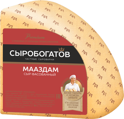 Сыр СЫРОБОГАТОВ Мааздам 45% без змж вес 