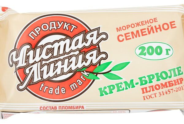 Мороженое Чистая Линия пломбир крем-брюле 12% 200г