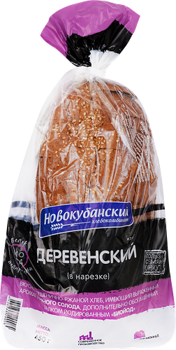 Хлеб Новокубанский Хлебокобинат Деревенский обогащенный йодказеином пшенично-ржаной в нарезке 450 г