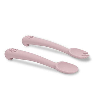 Набор посуды Interbaby вилка и ложка из силикона цвет темно-розовый, Испания