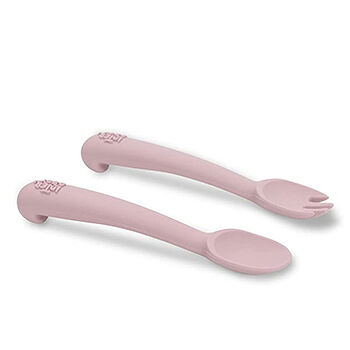 Набор посуды Interbaby вилка и ложка из силикона цвет темно-розовый, Испания