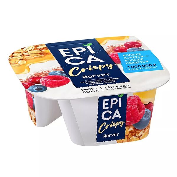 Йогурт Epica Crispy Смесь из мюсли и сушёных ягод 6,5%