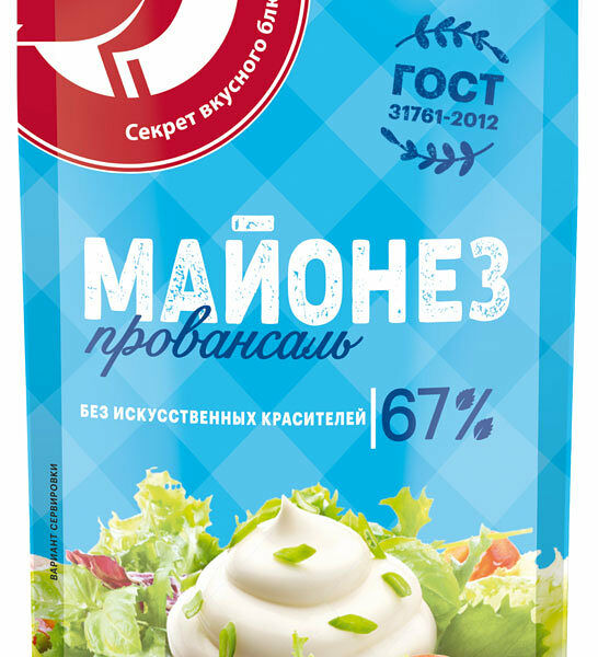 Майонез АШАН Красная птица Провансаль 67% 400г