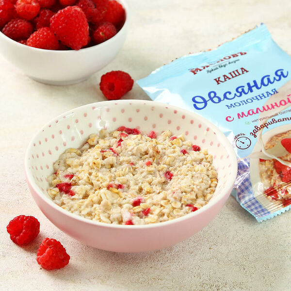 Каша овсяная молочная с малиной быстрого приготовления МясновЪ Буфет от КуулКлевер