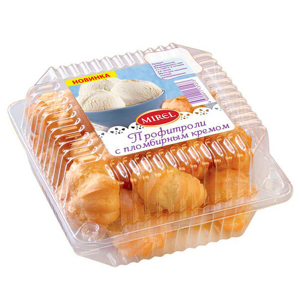 Пирожное профитроли с пломбирным кремом 180г Мирель