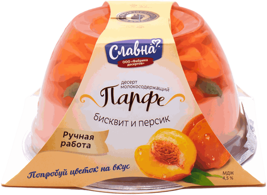 

Десерт молокосодержащий Славна Парфе с бисквитом, персиком 4,5% без змж 170 г