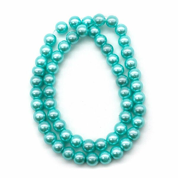 Бусины стеклянные на нитке, 8 мм, длина 40см(SB-26 голубой)