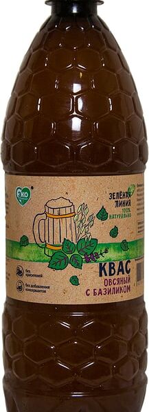Квас Зеленая линия Овсяный с базиликом 1л