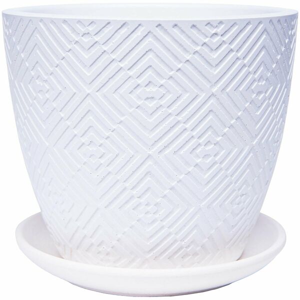 Горшок Квартет d12 см бетонный белый с поддоном