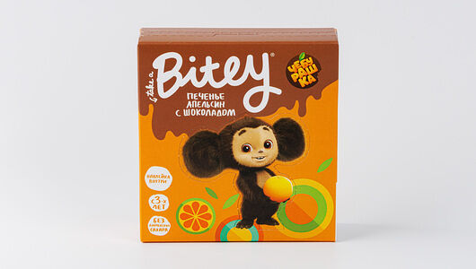 Печенье безглютеновое Bitey Чебурашка с глазурью Апельсин (без сахара) 125г, Россия